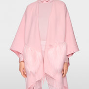 Cape with faux fur pockets