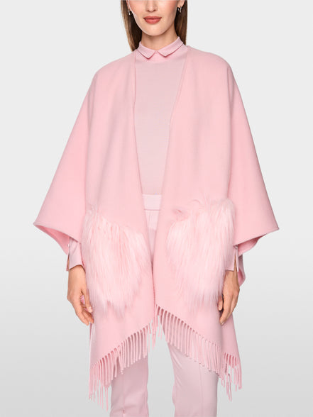 Cape with faux fur pockets