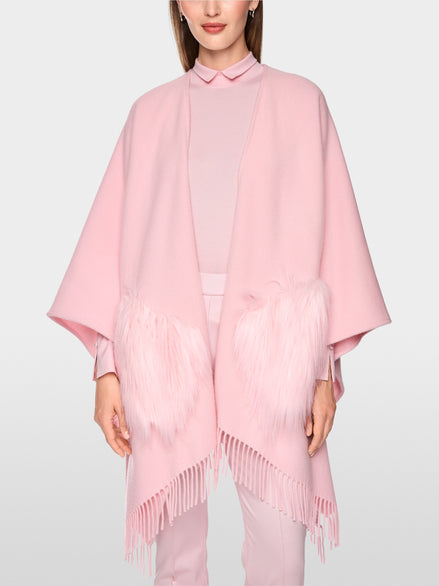 Cape with faux fur pockets