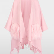 Cape with faux fur pockets