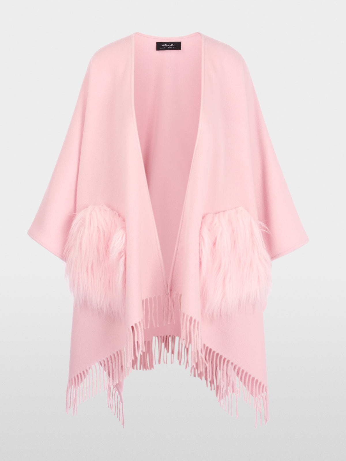 Cape with faux fur pockets
