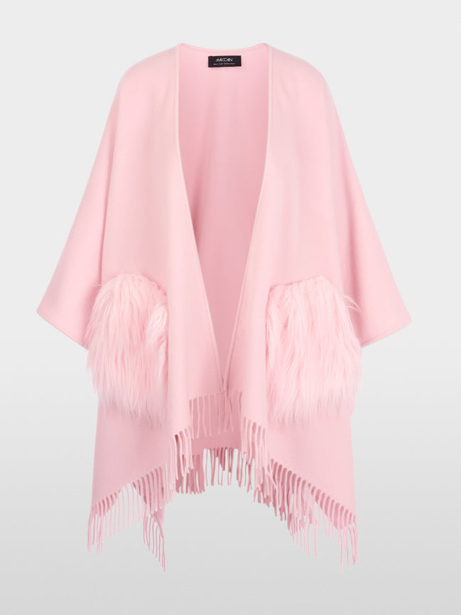 Cape with faux fur pockets