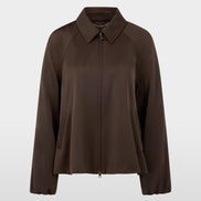 Flared jacket in shiny material