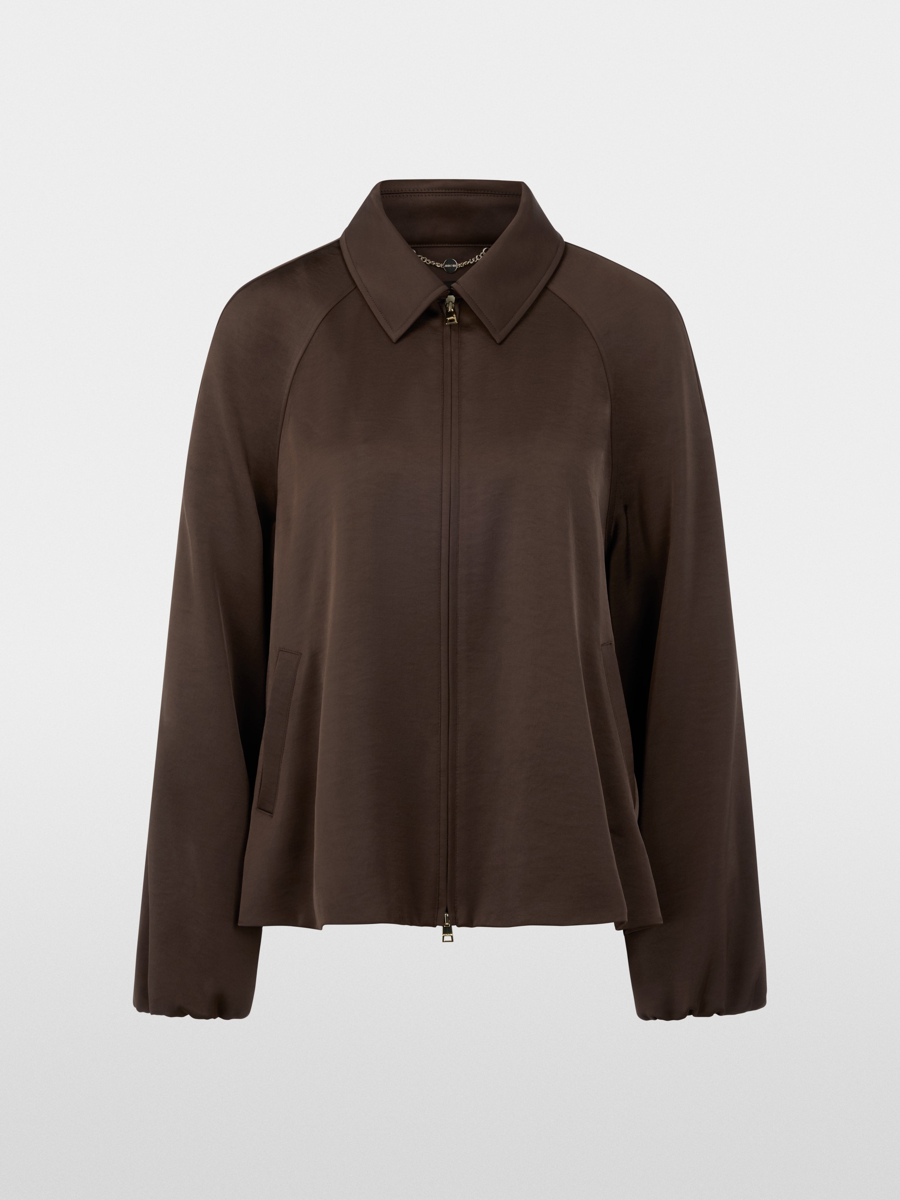 Flared jacket in shiny material