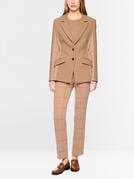 Two-button blazer with checked pattern