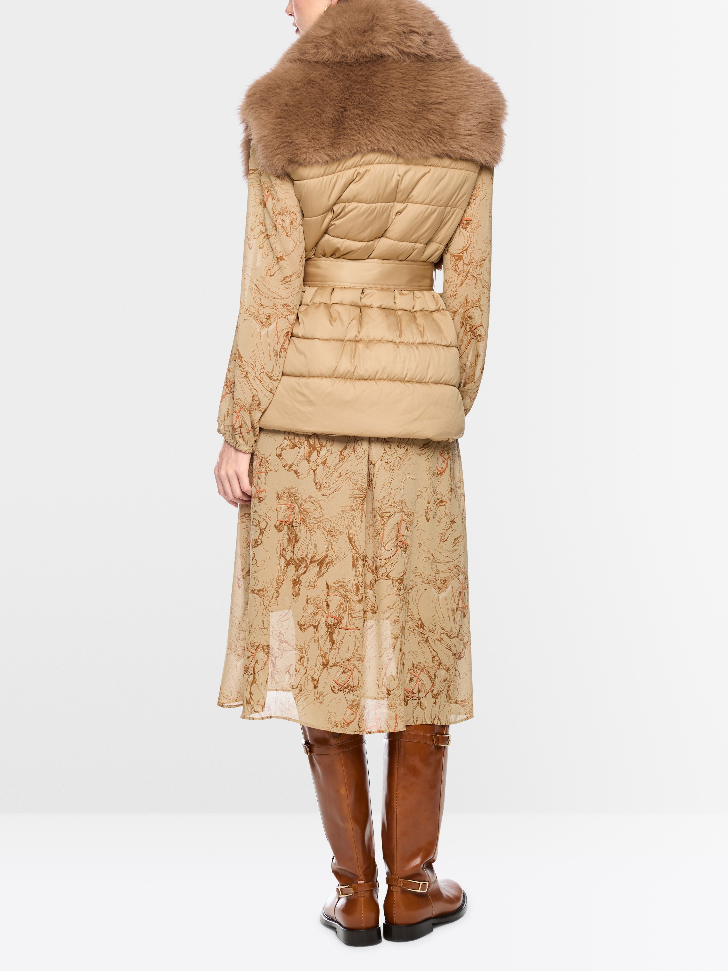 Faux fur waistcoat with quilted back