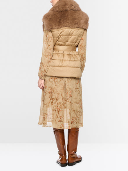 Faux fur waistcoat with quilted back