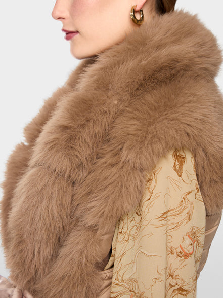 Faux fur waistcoat with quilted back