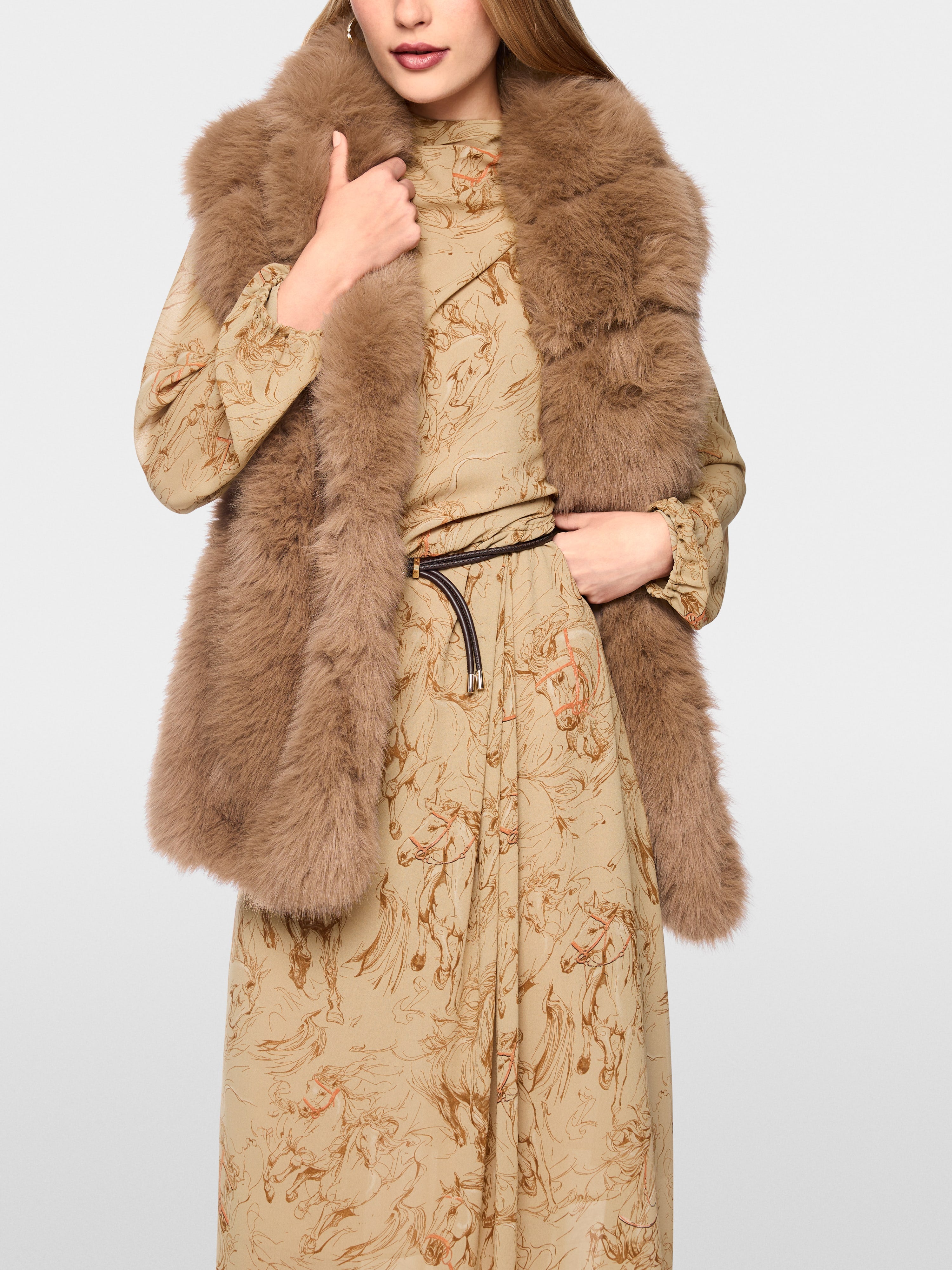 Faux fur waistcoat with quilted back