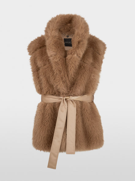 Faux fur waistcoat with quilted back