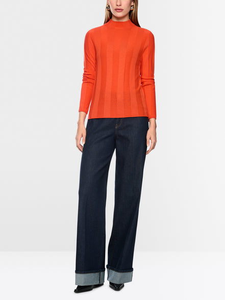 Slim-fit jumper with stand-up collar