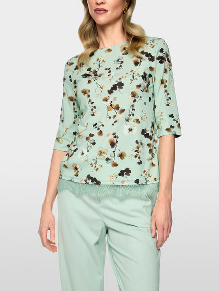 Floral shirt with lace trim
