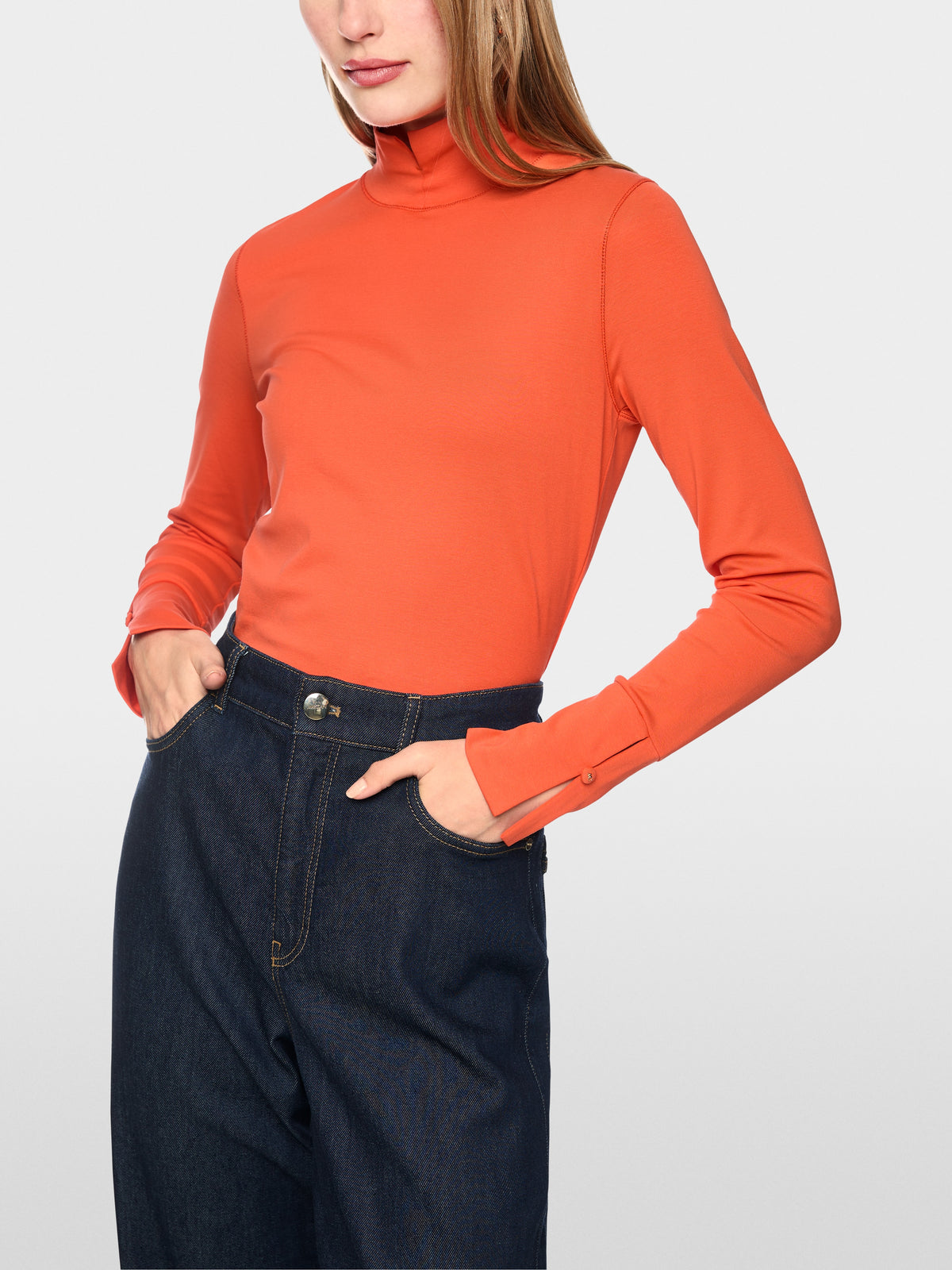 Basic shirt with stand-up collar