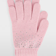 Fine-knit gloves with rhinestones