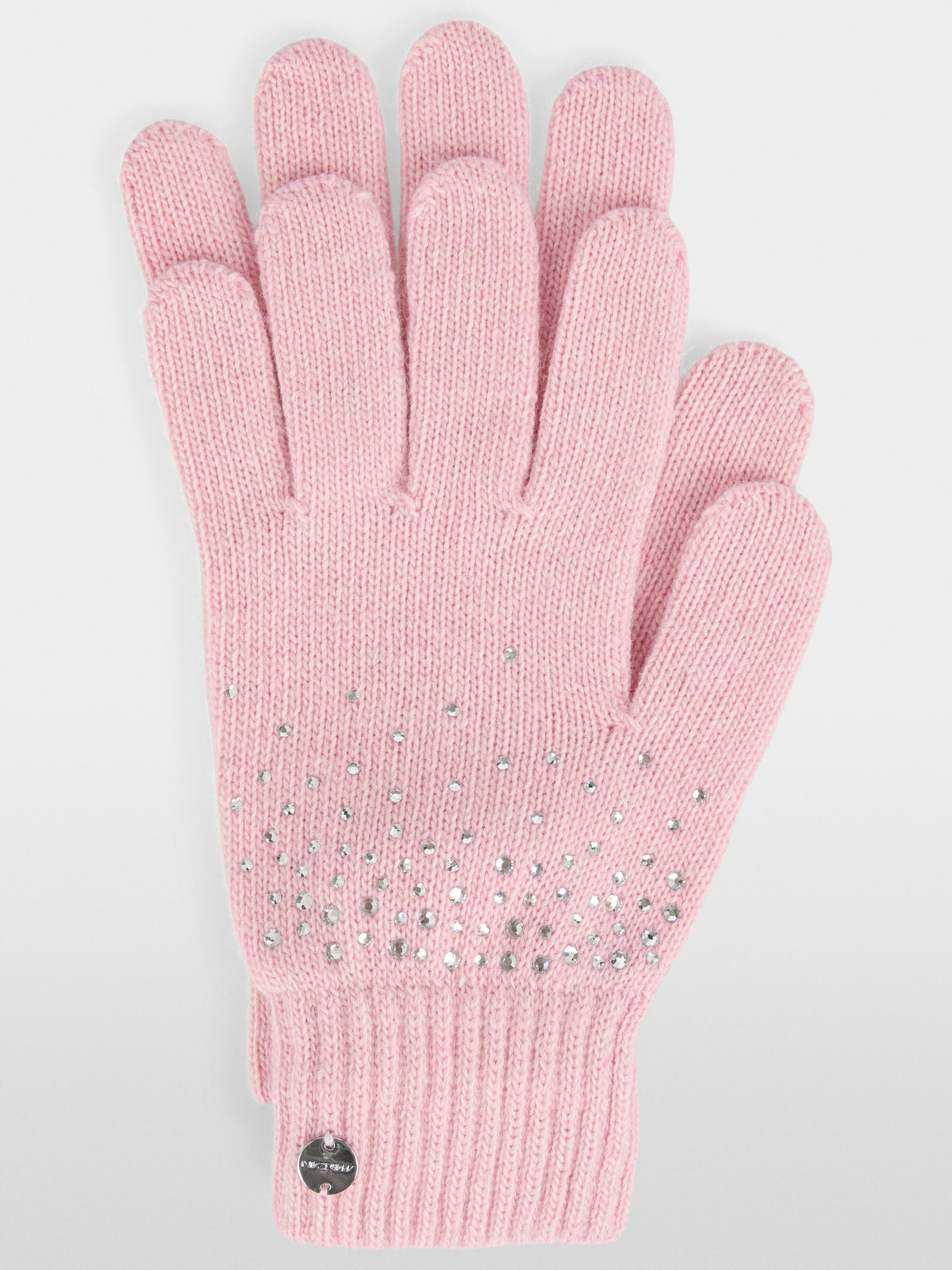 Fine-knit gloves with rhinestones