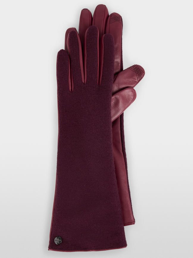 Leather-wool blend gloves