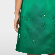 Satin dress with sequin trim
