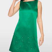 Satin dress with sequin trim