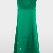 Satin dress with sequin trim