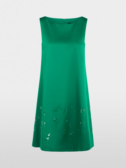 Satin dress with sequin trim