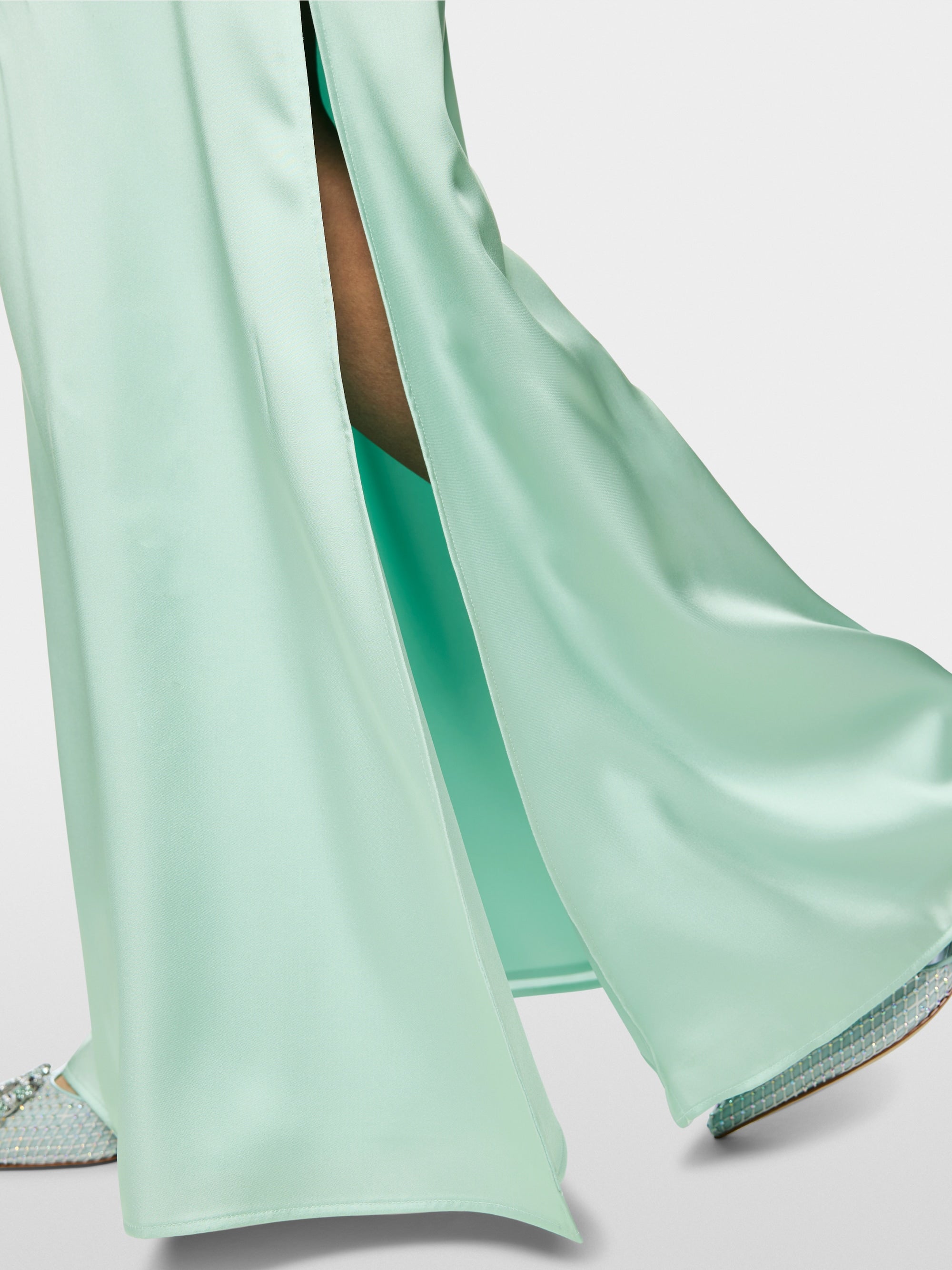 One-shoulder evening dress with flounce