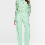 Jacket with lace and rhinestone buttons