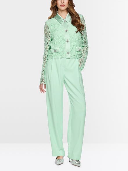 Jacket with lace and rhinestone buttons