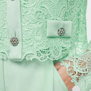 Jacket with lace and rhinestone buttons