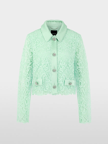 Jacket with lace and rhinestone buttons