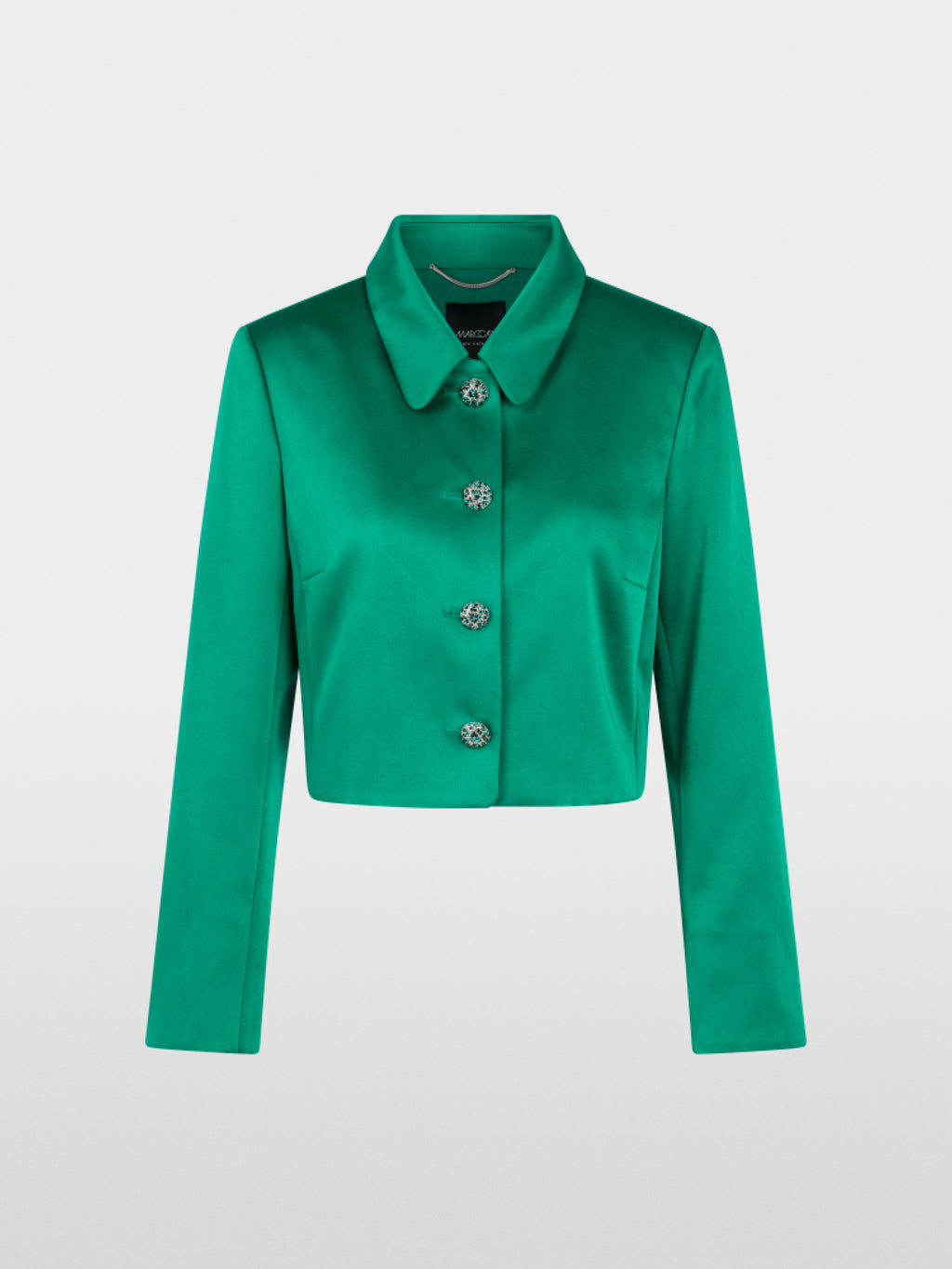 Satin jacket with rhinestone buttons