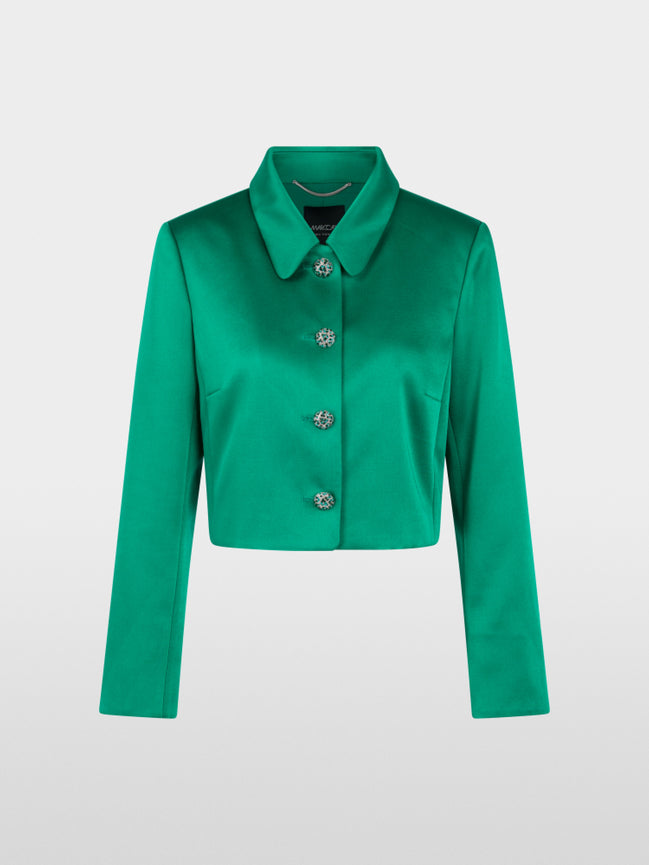 Satin jacket with rhinestone buttons