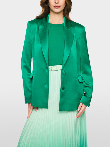 Satin blazer with fabric buttons