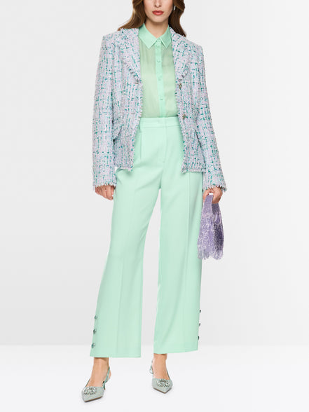 Blazer with rhinestones and frayed hem