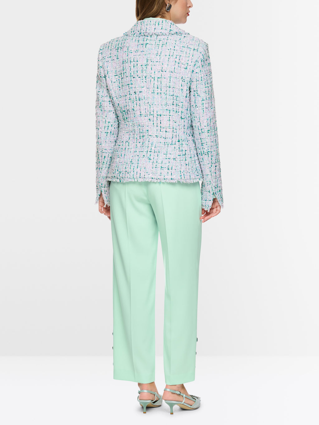 Blazer with rhinestones and frayed hem