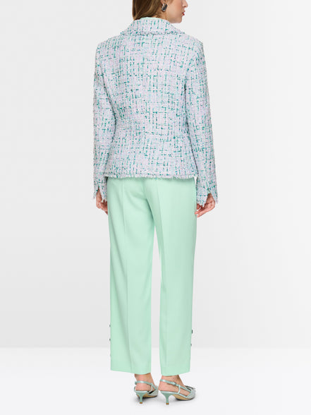 Blazer with rhinestones and frayed hem