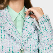 Blazer with rhinestones and frayed hem