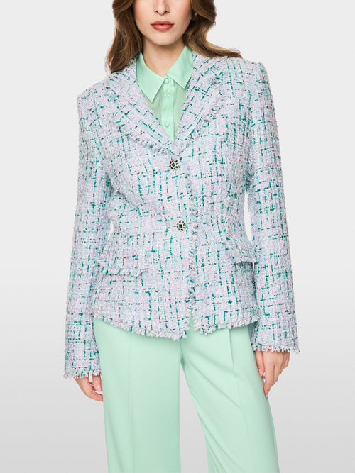 Blazer with rhinestones and frayed hem