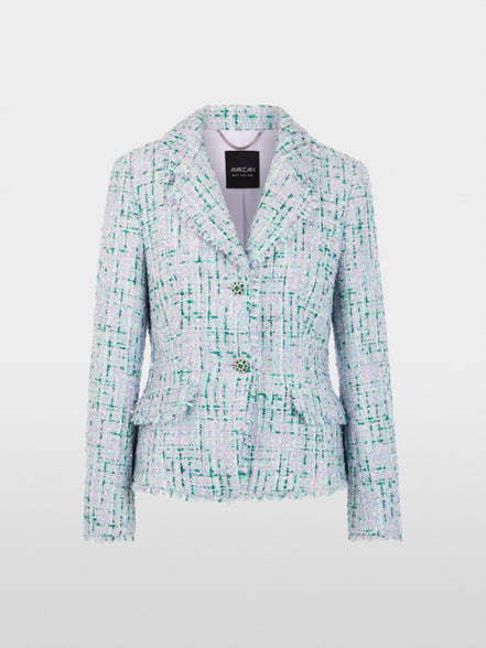 Blazer with rhinestones and frayed hem