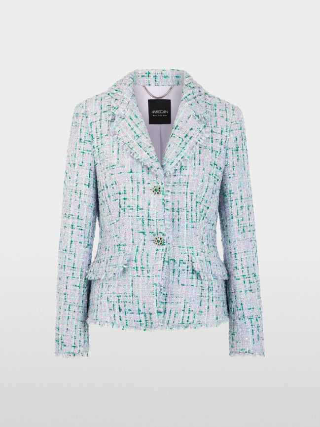 Blazer with rhinestones and frayed hem
