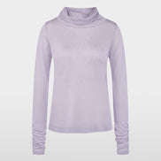 Turtleneck top with sheen and ruffles
