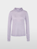 Turtleneck top with sheen and ruffles