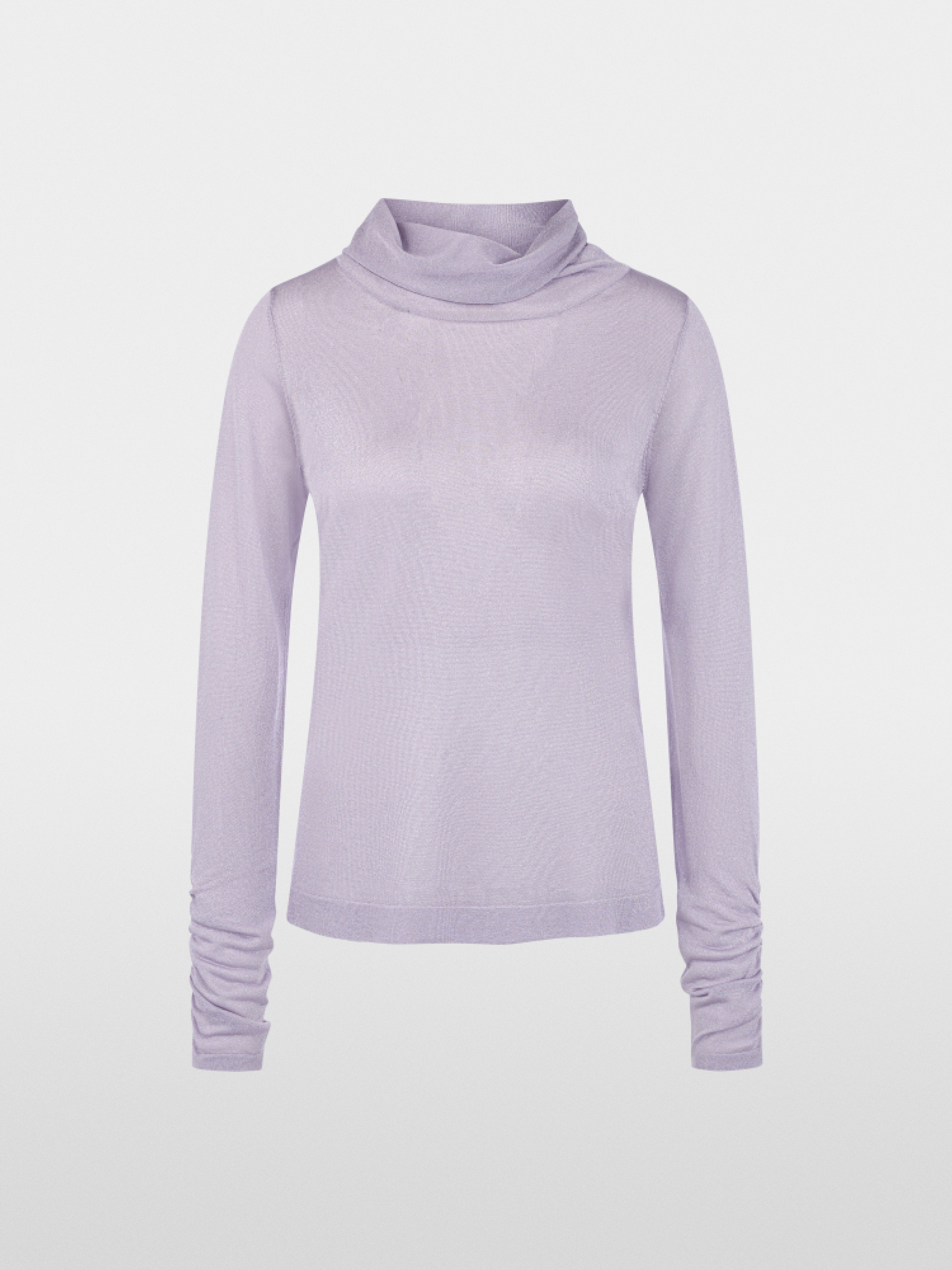 Turtleneck top with sheen and ruffles