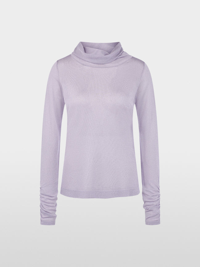 Turtleneck top with sheen and ruffles