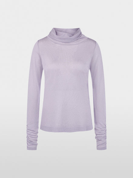 Turtleneck top with sheen and ruffles