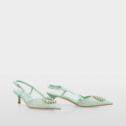 Slingback pumps with crystal mesh
