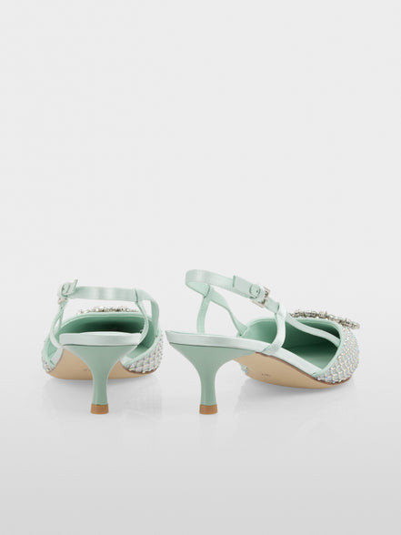 Slingback pumps with crystal mesh