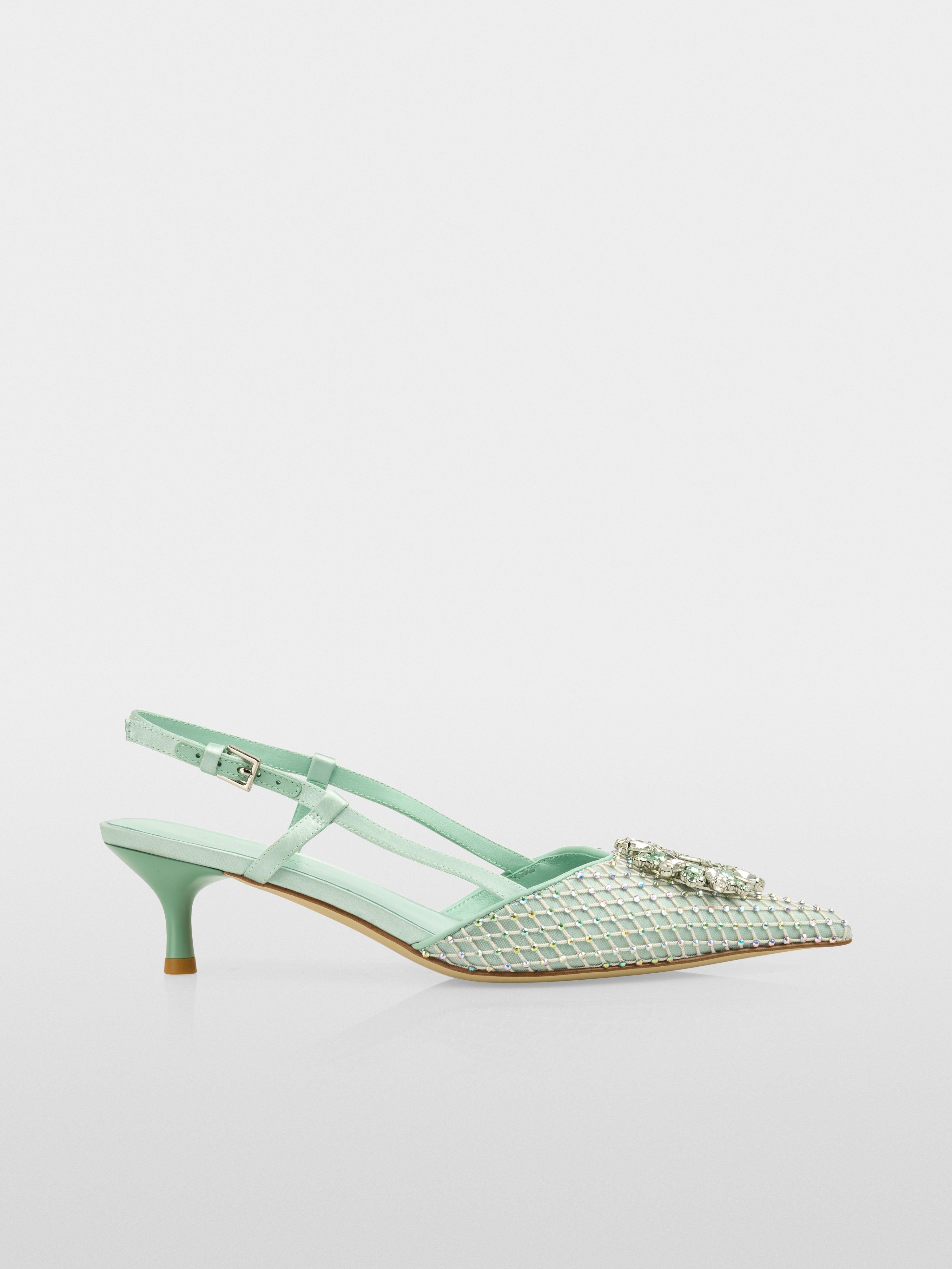 Slingback pumps with crystal mesh