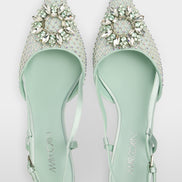 Slingback pumps with crystal mesh