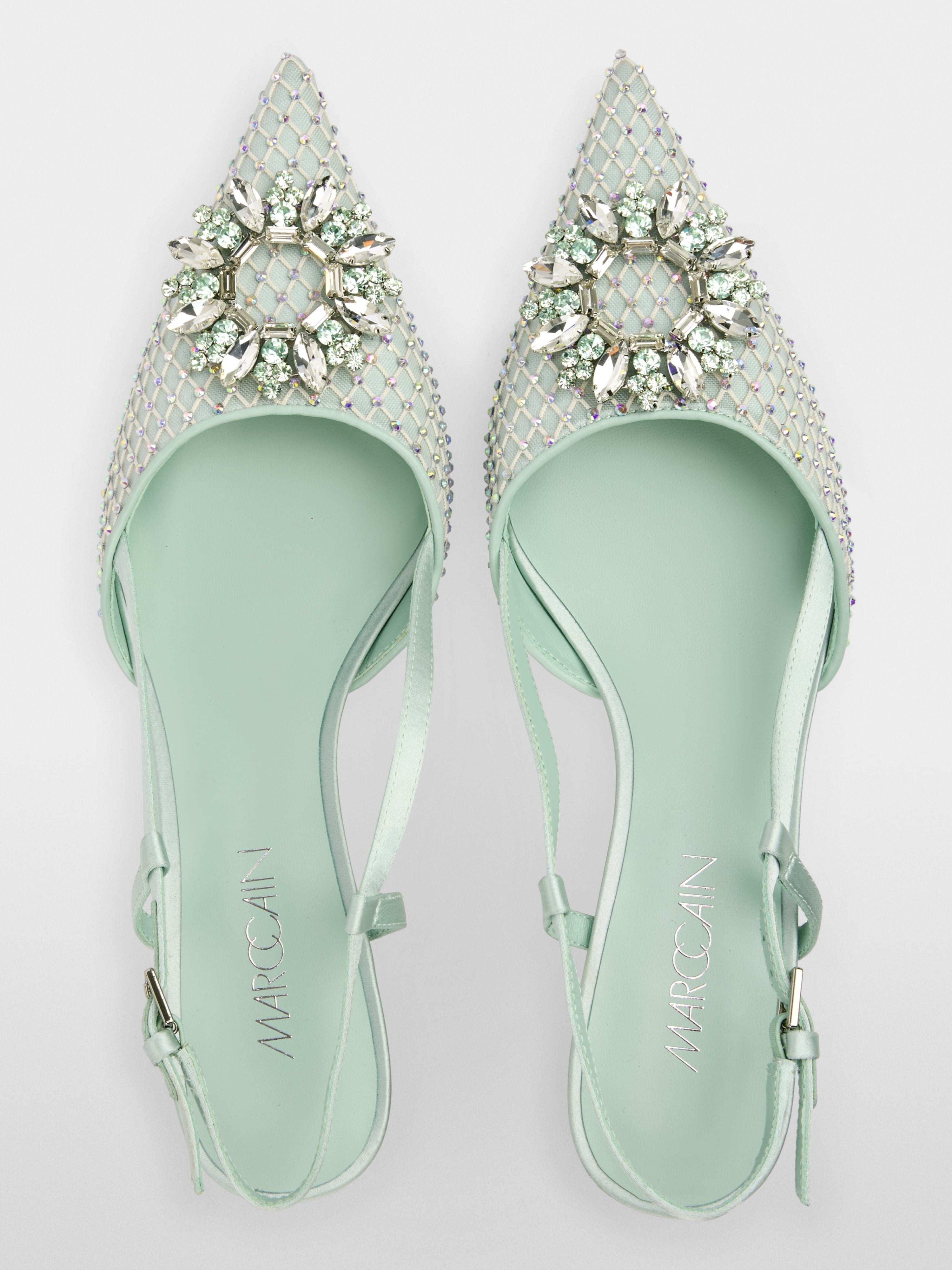 Slingback pumps with crystal mesh