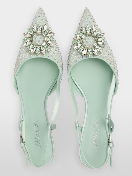 Slingback pumps with crystal mesh
